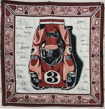 Rare Vintage Porsche Scarf Fisba Stoffels 917 Hippie Design W/Driver Signatures
