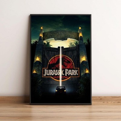 Jurassic Park Entrance Movie Poster, Dinosaur T-Rex Sci-Fi Film Art Print