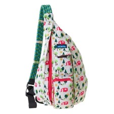 KAVU Original Rope Sling Bag Camper Cove print Cotton Canvas NWOT 18"