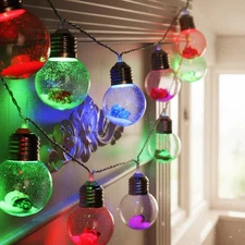 2 Pcs Christmas Bulbs String Lights 6.6ft 10 Snow Globe Lamp Spherical Lights...