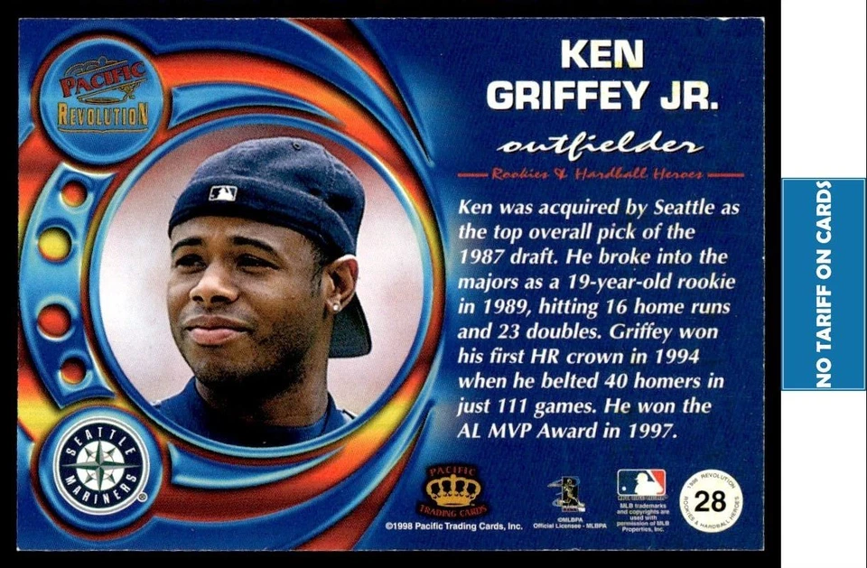 1998 Pacific Revolution Rookies and Hardball Heroes Ken Griffey Jr. Seattle - Image 2 of 2
