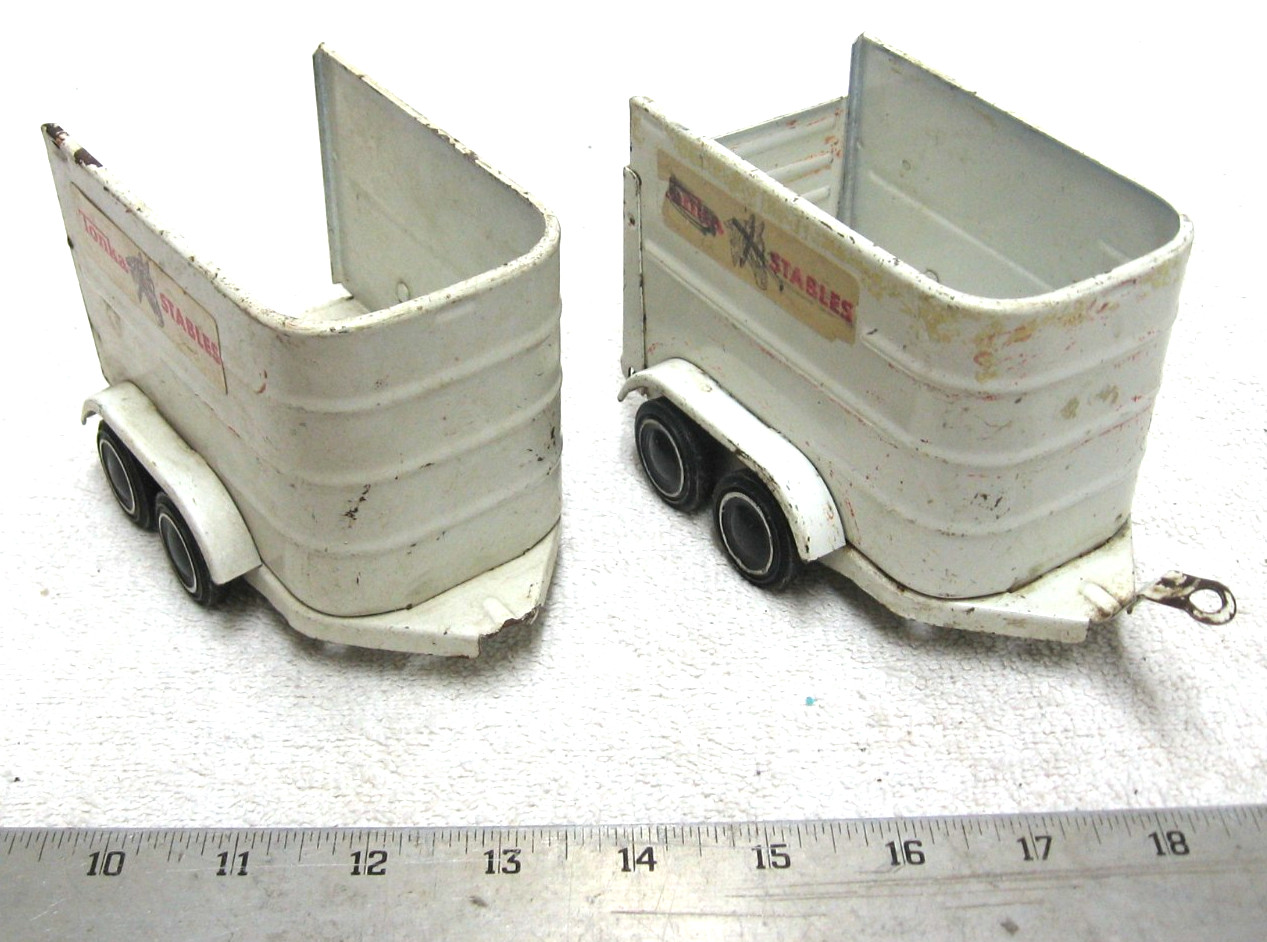 2 Vintage 1960S Tonka  Stables Truck  Horse Trailer Pressed Steel Tin Toy