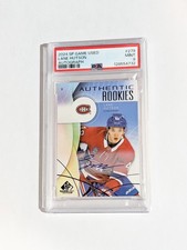 2024 Upper Deck SP Game Used #279 Lane Hutson (RC) Blue Auto PSA AUTO 9