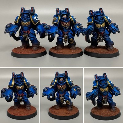 3 Primaris Aggressors Warhammer 40K Raum Marine Ultramarines Bemalt