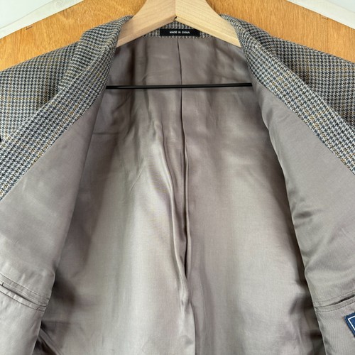 Chaps Blazer Mens 40R Gray Houndstooth 2 Button 100% Silk Sport Coat Jacket - Picture 11 of 13