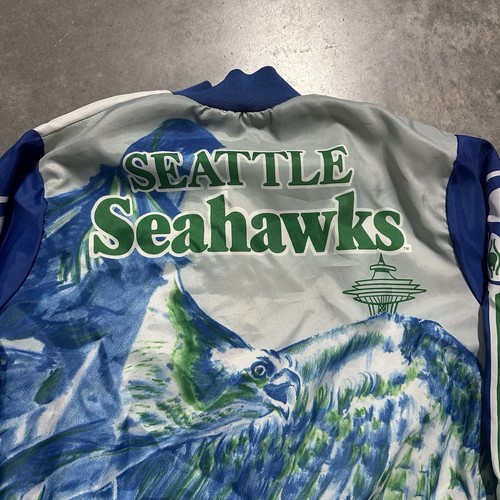 Vintage 90s Seattle Seahawks Chalk Line Fanimation AOP Jacket Medium Made in USA - Picture 2 of 10