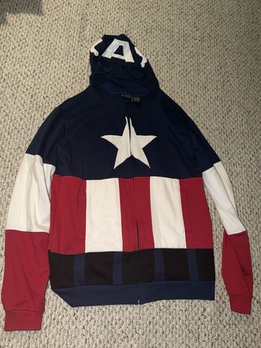 Captain America Marvel Costume Hoodie Hood Size Large