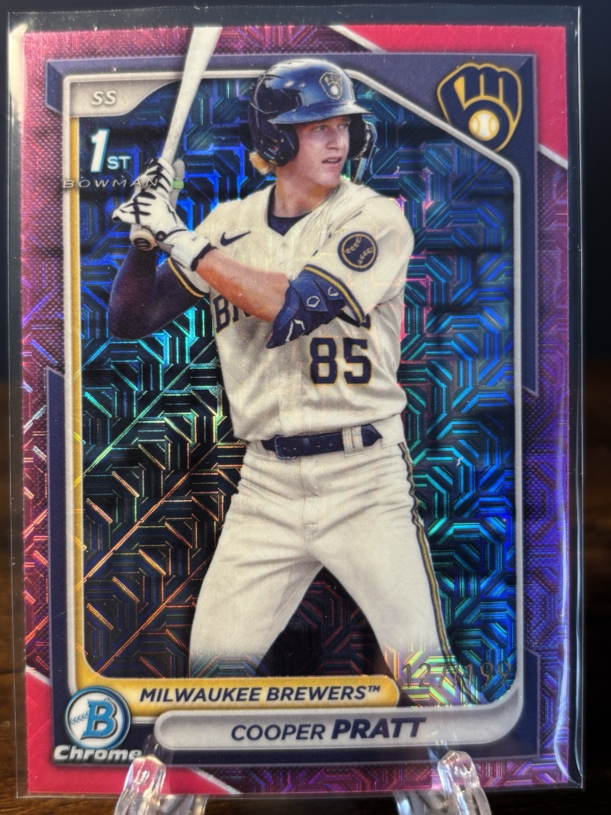 Bowman Chrome Cooper Pratt Pink Mojo Refractor BCP-137 Brewers /199 2024