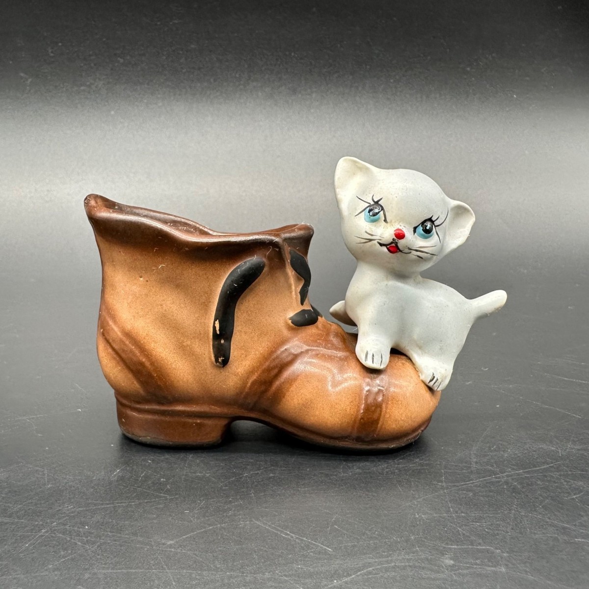 Vintage Figurine Kitten Cat Boot Enesco Japan 50s Kitsch Mini