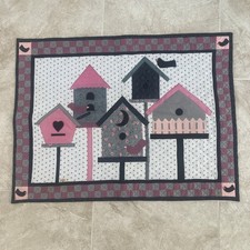 Handmade Quilt Stitched 32-1/2 x 24-1/4 Wall Hanging Birdhouses