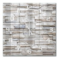 Stilvolle Design-Wanduhr Aus GehäRtetem Glas Steinmauer WeißE Zeiger 60X60 Cm