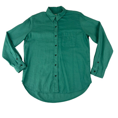Universal Thread Button Up Blouse Women's XS Green Relaxed Fit Linen Blend