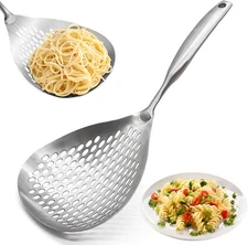 KAYCROWN Skimmer Slotted Spoon, 304 Stainless Steel Ladle Silver 
