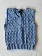 Polo Ralph Lauren Boys Light Blue Sweater Vest Navy Logo Size 5