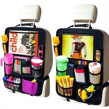 Car Organizer Kick Mats Back Seat Protector, Car Back Seat Organizer with Tab...