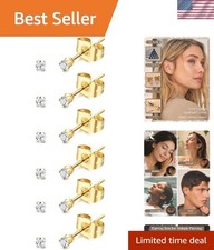 6 Pairs Tiny 2mm Stainless Steel Stud Earrings For Mens Womens CZ Round Ball ...