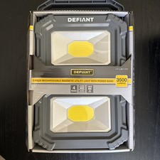 Defiant 2-Pack 3500 Lumens Rechargeable Magnetic Utility Light w/ Power Bank