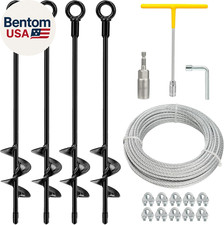 4 Pack 18" Heavy Duty Ground Anchors Shed Anchor Kit with 3/16" Galvanized Cable