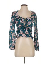 Intermix Women Green Long Sleeve Silk Top 2