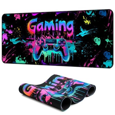 Gaming Mouse Pad, X-Large Waterproof Blacklight Colorful Splatter Art Game Co...