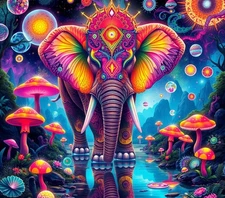 Animal Sticker (3 Inch) Beautiful Vibrant Color Elephant Water Mushrooms Mask !