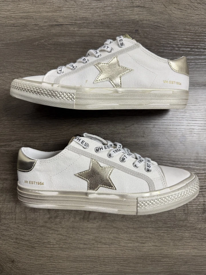 VINTAGE HAVANA Women’s Alive Fashion Sneakers White Washed Gold 7.5 - Image 2 of 4