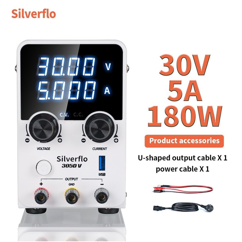 Silverflo 0-30V 0-5A Adjustable DC Bench Power Supply LED Lab Variable