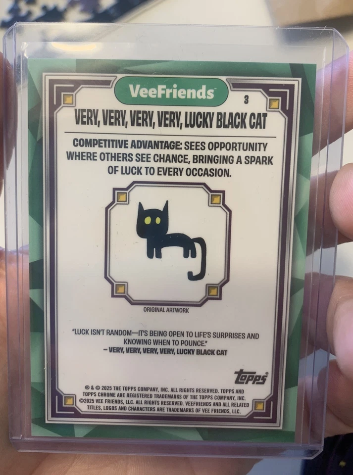 2025 Topps Chrome VeeFriends Very Very Very Very Lucky Black Cat Red Eyes - Image 2 of 2