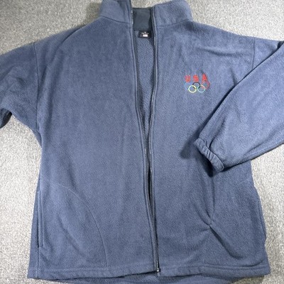 Team USA Olympics Blue Fleece Jacket XL Made in USA Unbranded Missing Zipper