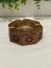 Handmade Wooden/Brass Hexagon Shaped Ashtray