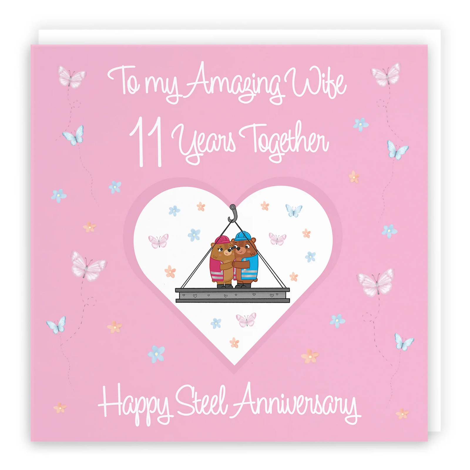 11th Wife Anniversary Card Steel Romantic Meadows
