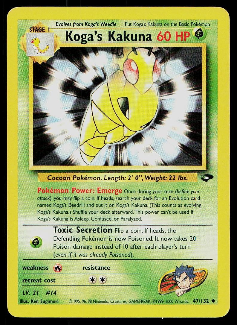 Pokemon Card Gym Challenge Koga's Kakuna 47/132 Uncommon