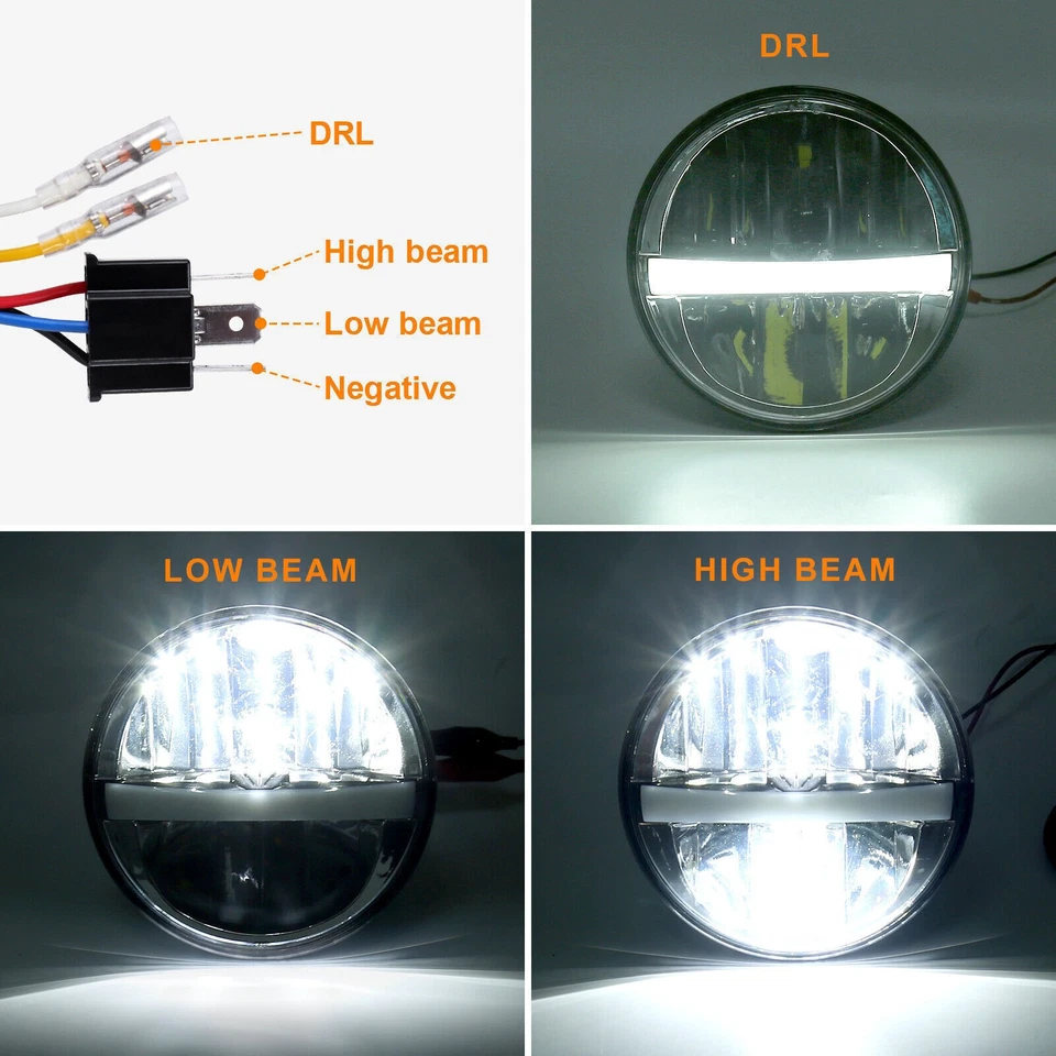 Actualización para Ford Ranchero 1958-1975 4 piezas 5,75" faros LED redondos alto/bajo DRL Foto 3 de 4