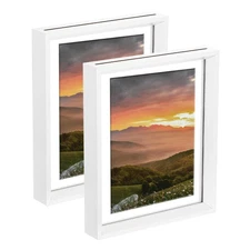 2Pcs Floating Frame, 10 x 8 Inch Wood Picture Frame, White
