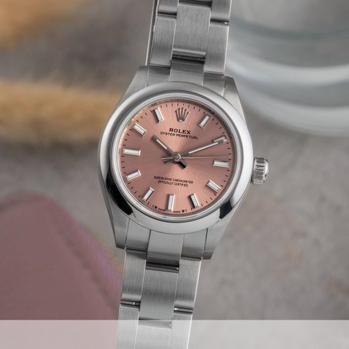Rolex Oyster Perpetual 28 quadrante rosa acciaio inox orologio da donna ref. 276200