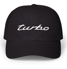 Porsche Turbo Embroidered Emblem Badge Script On Unstructured Dad Hat Cap