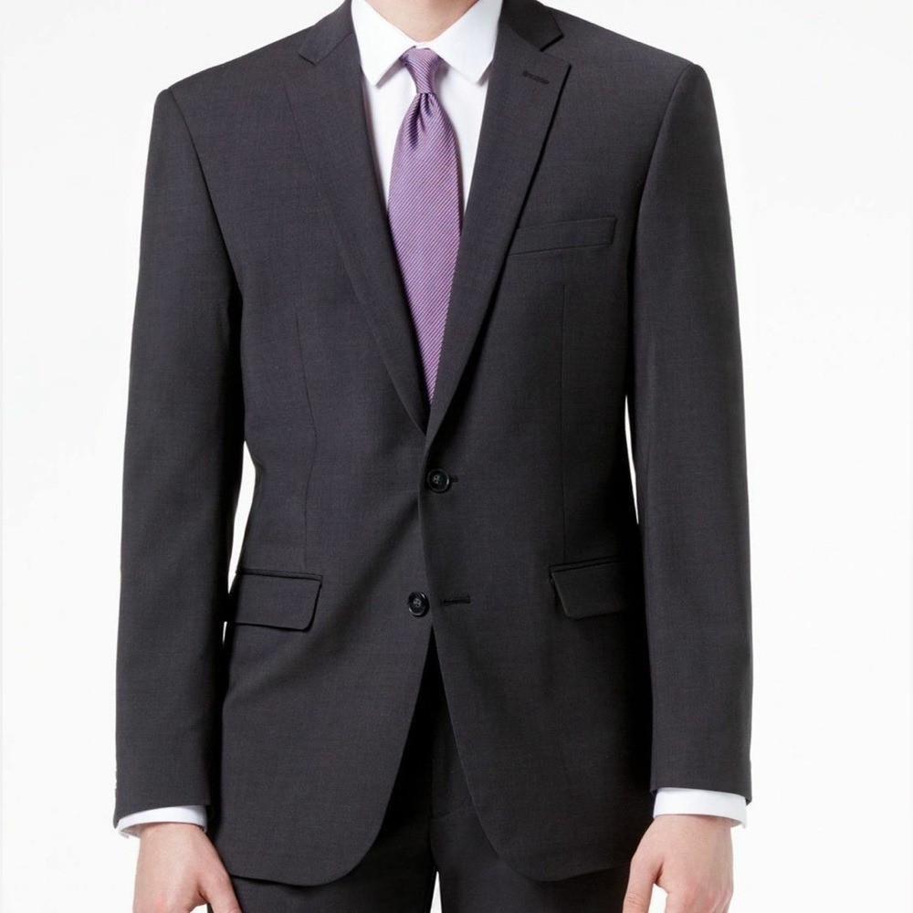 Calvin Klein Men Gray Solid Wool Stretch Blazer S… - image 1