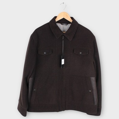 ENZO West End Wool Jacket Dark Brown Italian Made Zip Front Coat Men s XL NWT