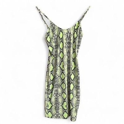 neon green snakeskin dress Snake Print Midi Slip Dress Made with Cupro Silk in Sharp Green Custom main image 0