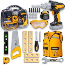 Kids Tool Set with Carrying Case, Electronic Toy Drill Bits  Yellow