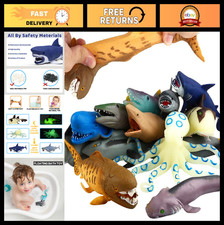 8 Inch Ocean Sea Animal Bath Toy Set - 8 Pack TPR Rubber Figures, Color Changing