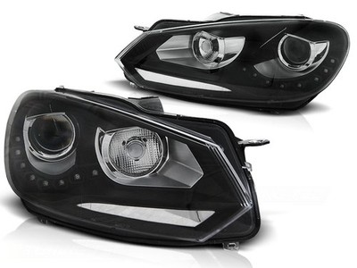 Scheinwerfer Set mit echtem TFL für Volkswagen Golf VI BJ 10/08-12 Klar Schwarz