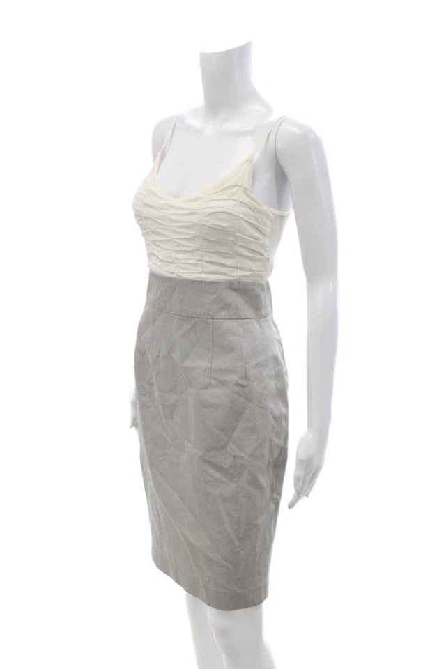 Vestido Lápiz Iisli Mujer Gris Bodycon Sin Mangas Gancho y Ojo Algodón Rayón Talla 2 Foto 2 de 4