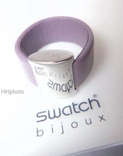 SWATCH BIJOUX GIOIELLI: ANELLO "GLISTERY" JRP007 PELLE E ACCIAIO INOX - LILLA *NUOVO*