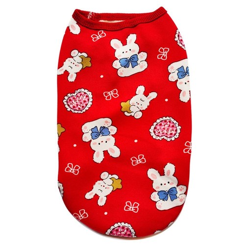 Brilliant Classy Kid-Friendly Dainty Pet Cat Dog Clothes Red Rabbit Pattern Vest - Picture 10 of 16