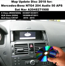 Map Update DVD Disc 2018 for Mercedes C, GLK class NTG4 204 Audio 50 APS Sat Nav