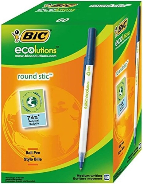 Bic Kugelschreiber Ecolutions Round Stic, In Blau, StrichstäRke 0,4 Mm, 60Er-image