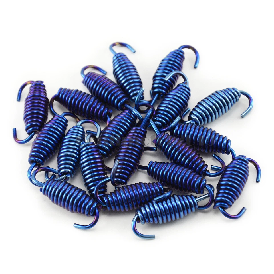 4x 55mm Tubo Silenciador Escape Moto Acero Inoxidable Resorte Gancho Perchas Azul Foto 4 de 4