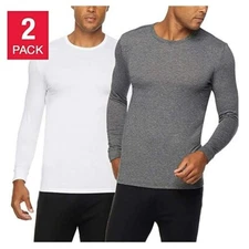 2 Pack Men's 32 Degree HEAT Base Layer Long Sleeve Crew Neck New white/gray sz x