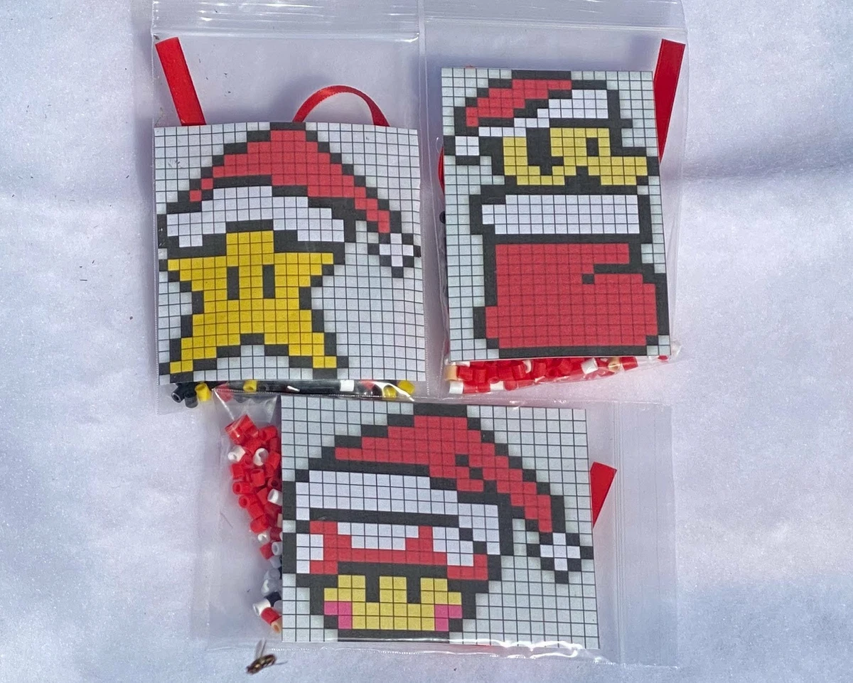 DIY Perler Bead Christmas Ornament Craft Kits, Mario Star, Mushroom, Kids  Craft